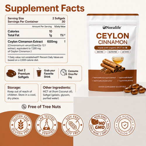 Noralife Ceylon Cinnamon 7200mg equivalent with MCT Oil