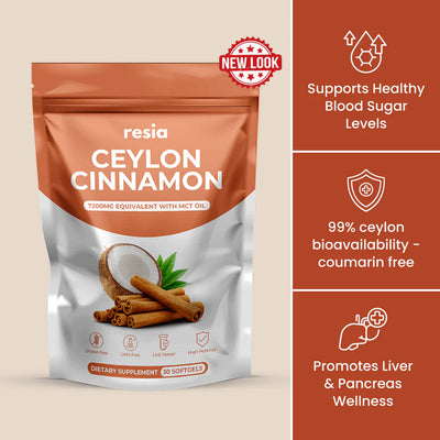 Resia Ceylon Cinnamon 7200mg Equivalent with MCT Oil